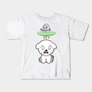 Cute furry dog is abducted by aliens Kids T-Shirt